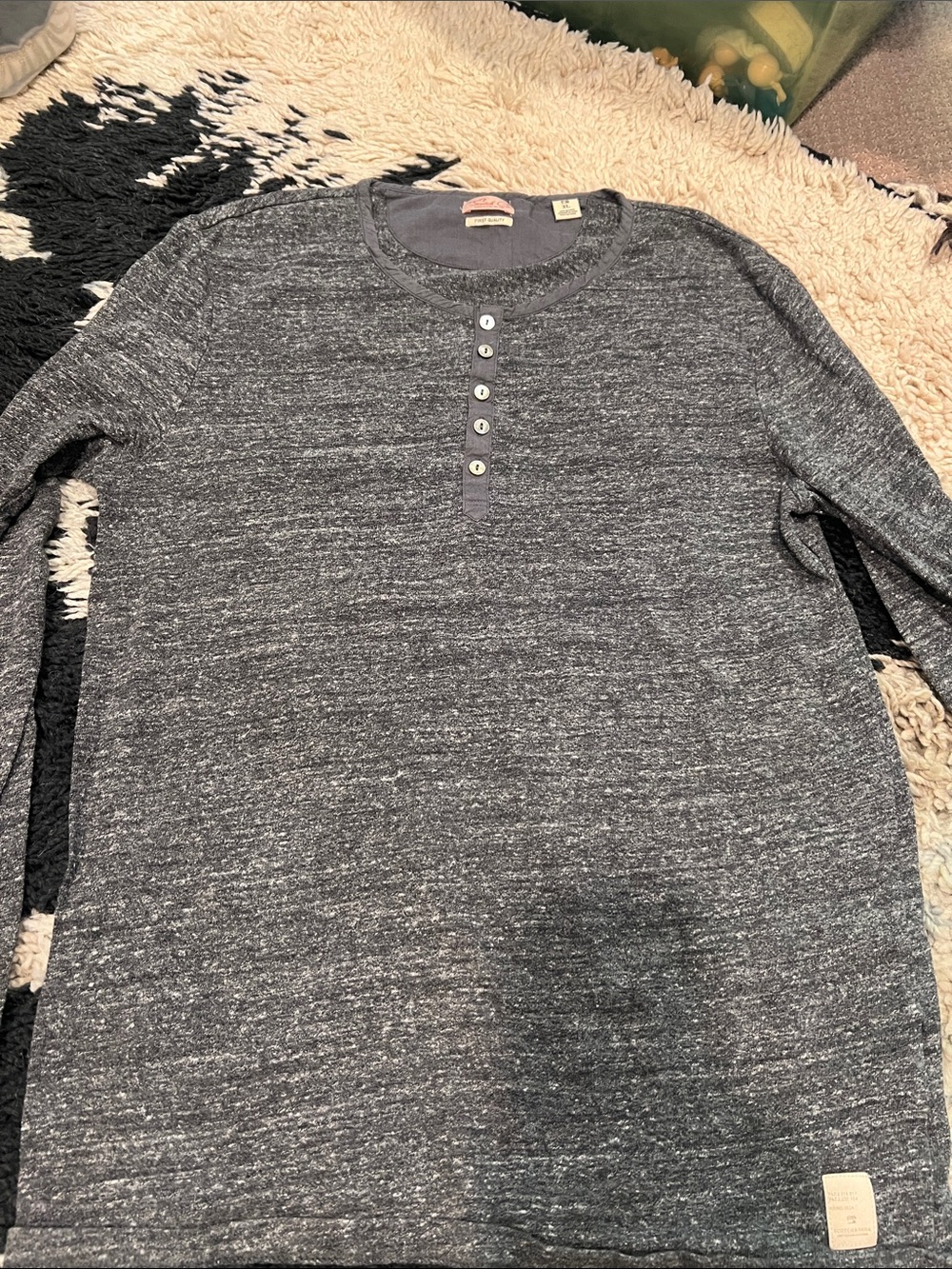 Scotch & Soda Heathered Navy Long-Sleeve Henley